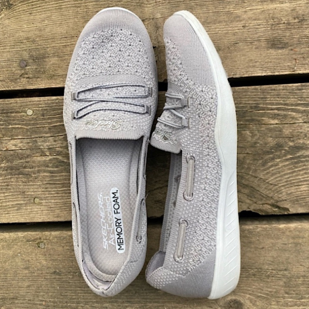 SKECHERS Shoes NEWBERRY ST Air-Cooled MEMORY FOAM Gray White Step In Size 11 - Picture 4 of 16